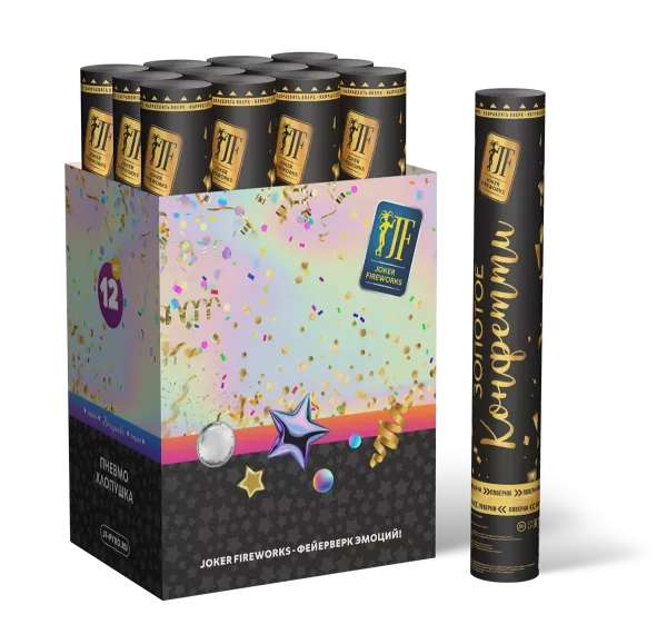 Хлопушка Золотое конфетти Прямоугольная